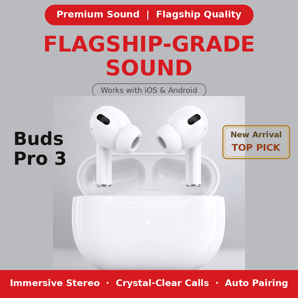 4th & 3 Pro Generation Bluetooth Earbuds – Official Authentic Product with Active Noise Cancellation (Compatible with Apple & Android)