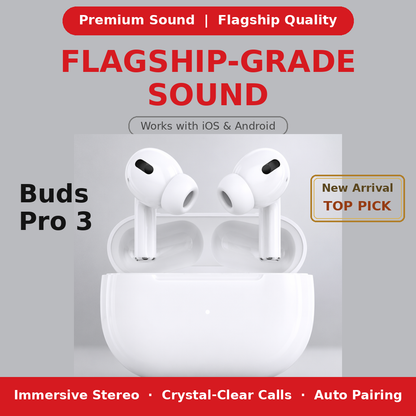 4th & 3 Pro Generation Bluetooth Earbuds – Official Authentic Product with Active Noise Cancellation (Compatible with Apple & Android)